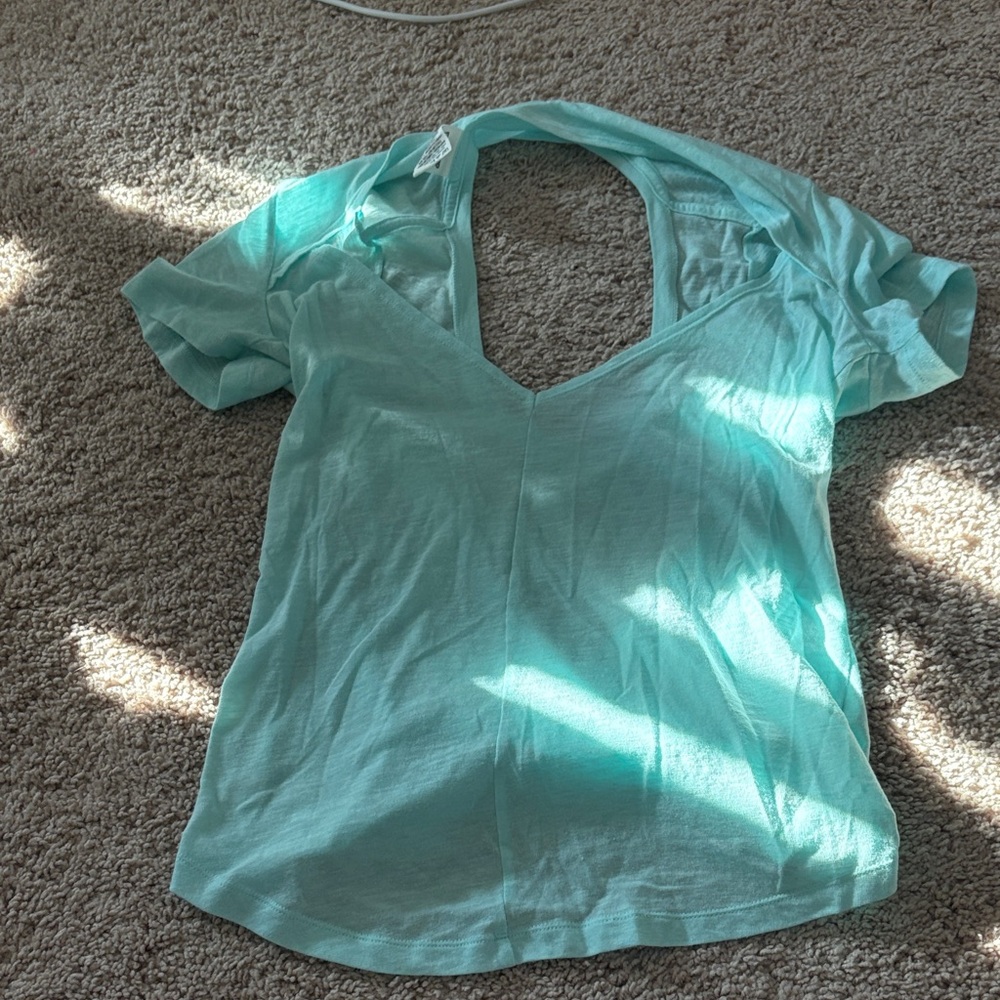 PINK Victoria's Secret Light Green V-Neck Tee